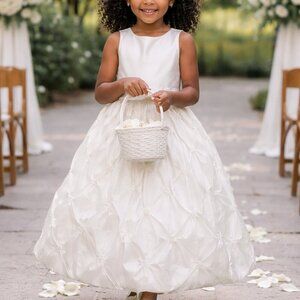 American Princess White Petticoat Dress Zip Back Wedding Flower Girl Party Sz 6